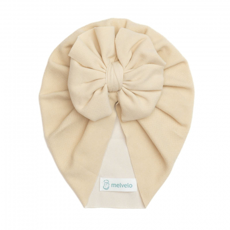 Imbracaminte si incaltaminte - Turban bebelusi cu funda, casmir, Melvelo Cashmere - Cream