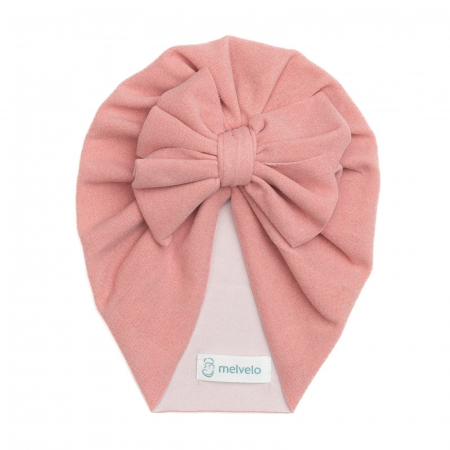 Accesorii copii - Turban bebelusi cu funda, casmir, Melvelo Cashmere - Pink