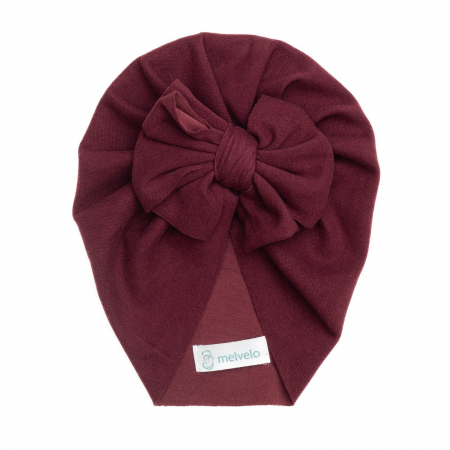 Turbane bebe - Turban bebelusi cu funda, casmir, Melvelo Cashmere - Ruby