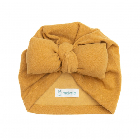 Turbane bebe - Turban bebelusi cu funda, casmir, Melvelo, Soft - Mustard