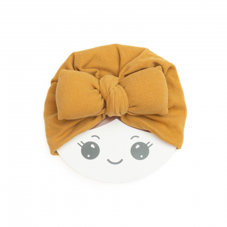 Turban bebelusi cu funda, casmir, Melvelo, Soft - Mustard [1]