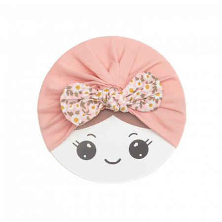 Turban bebelusi cu funda, poliester, Melvelo, Flower - Peach [1]