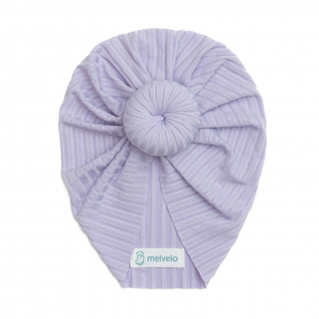 Turbane bebe - Turban bebelusi Donut, poliester, Melvelo Stripe - Lavender