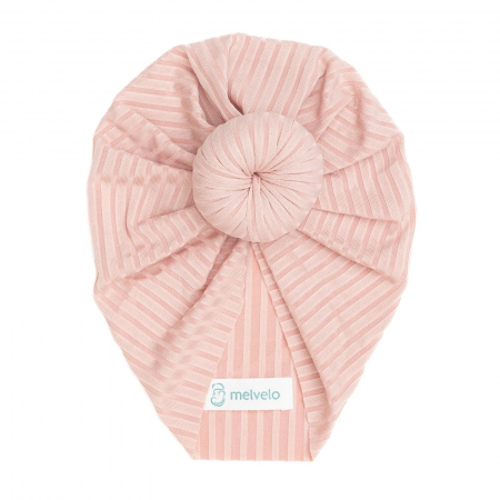 Turbane bebe - Turban bebelusi Donut, poliester, Melvelo Stripe - Peach
