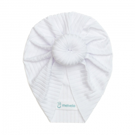 Articole de sezon - Turban bebelusi Donut, poliester, Melvelo Stripe - White