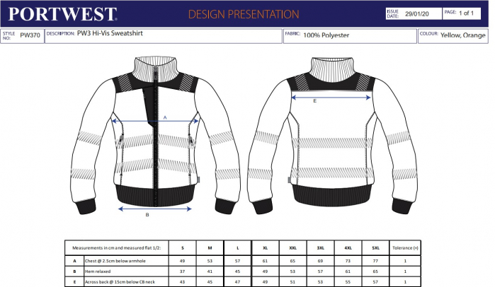 Hanorac/Bluza din tricot captusit reflectorizant PW370 portocaliu [3]