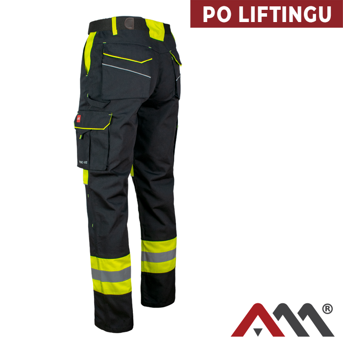 Pantaloni de lucru Classic-vis negru/galben cu elemente reflectorizante [4]