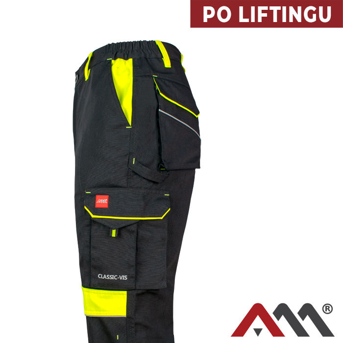 Pantaloni de lucru Classic-vis negru/galben cu elemente reflectorizante [3]
