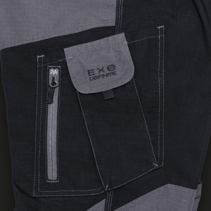Pantaloni talie din material Ripstop gri cu negru [4]
