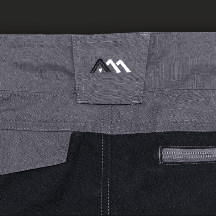 Pantaloni talie din material Ripstop gri cu negru [10]