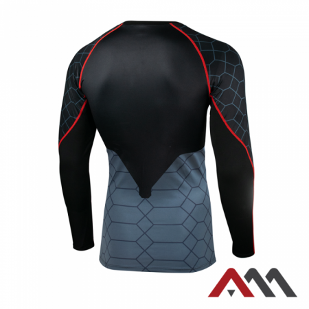 Bluza de corp termoactiva Viken Thermal gri și negru cu elemente roșii [1]