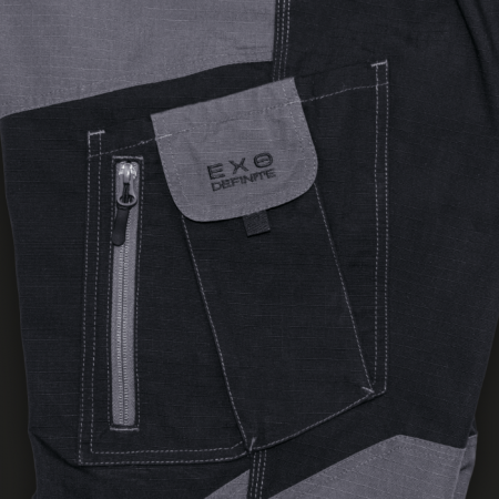 Pantaloni talie din material Ripstop gri cu negru [3]