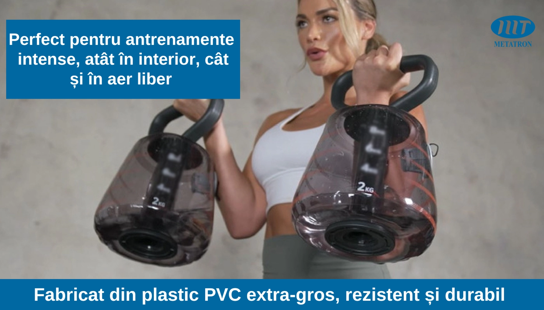 Set 2 Gantere gonflabile tip Kettlebell, cu apă, 1-7 kg, transformabile în halteră, pentru antrenamente fitness acasă [16]