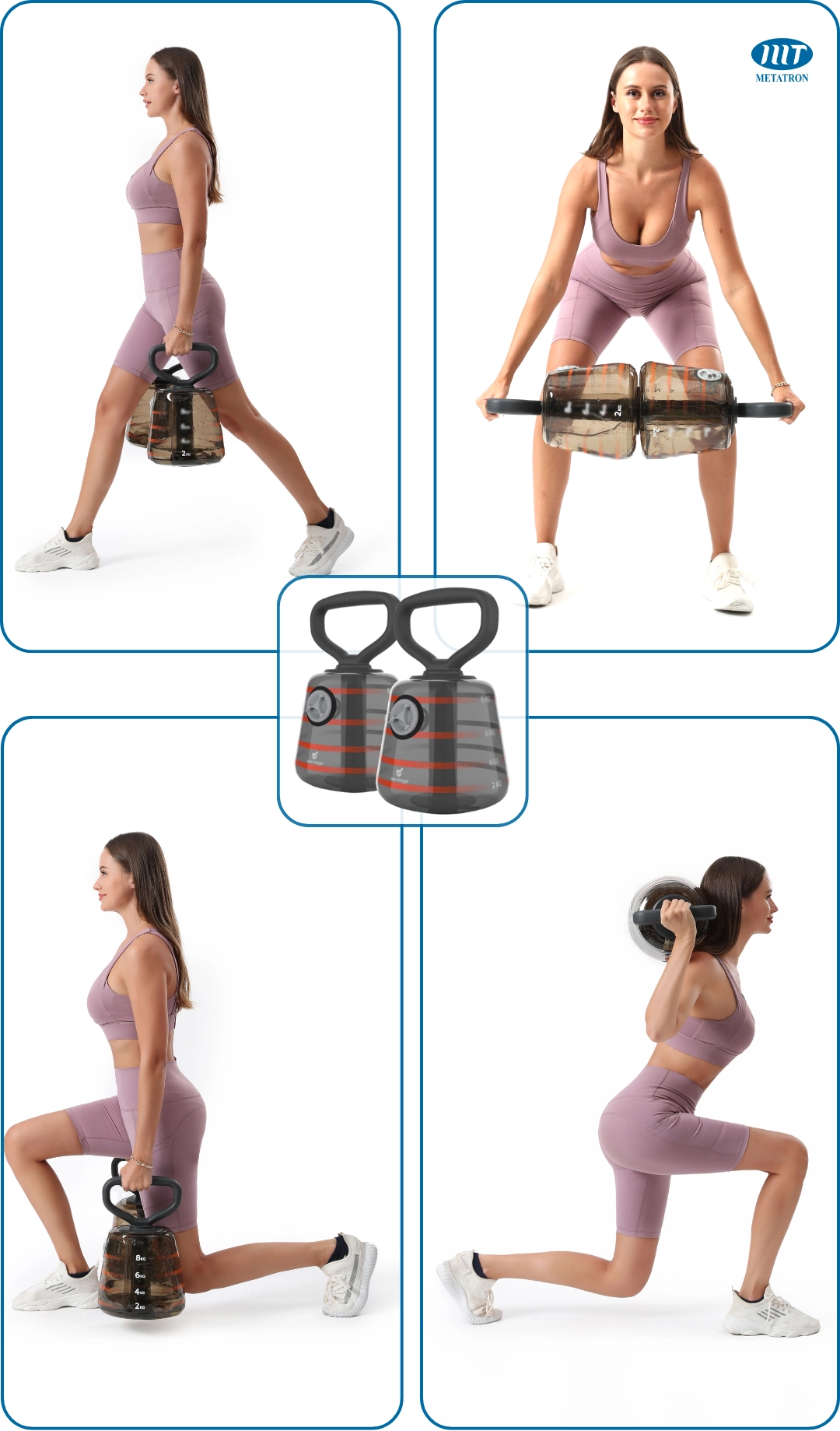 Set 2 Gantere gonflabile tip Kettlebell, cu apă, 1-7 kg, transformabile în halteră, pentru antrenamente fitness acasă [3]