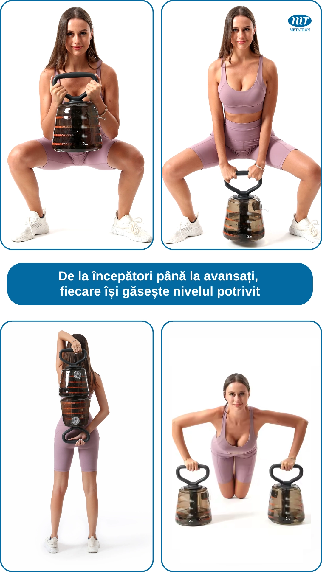 Set 2 Gantere gonflabile tip Kettlebell, cu apă, 1-7 kg, transformabile în halteră, pentru antrenamente fitness acasă [5]