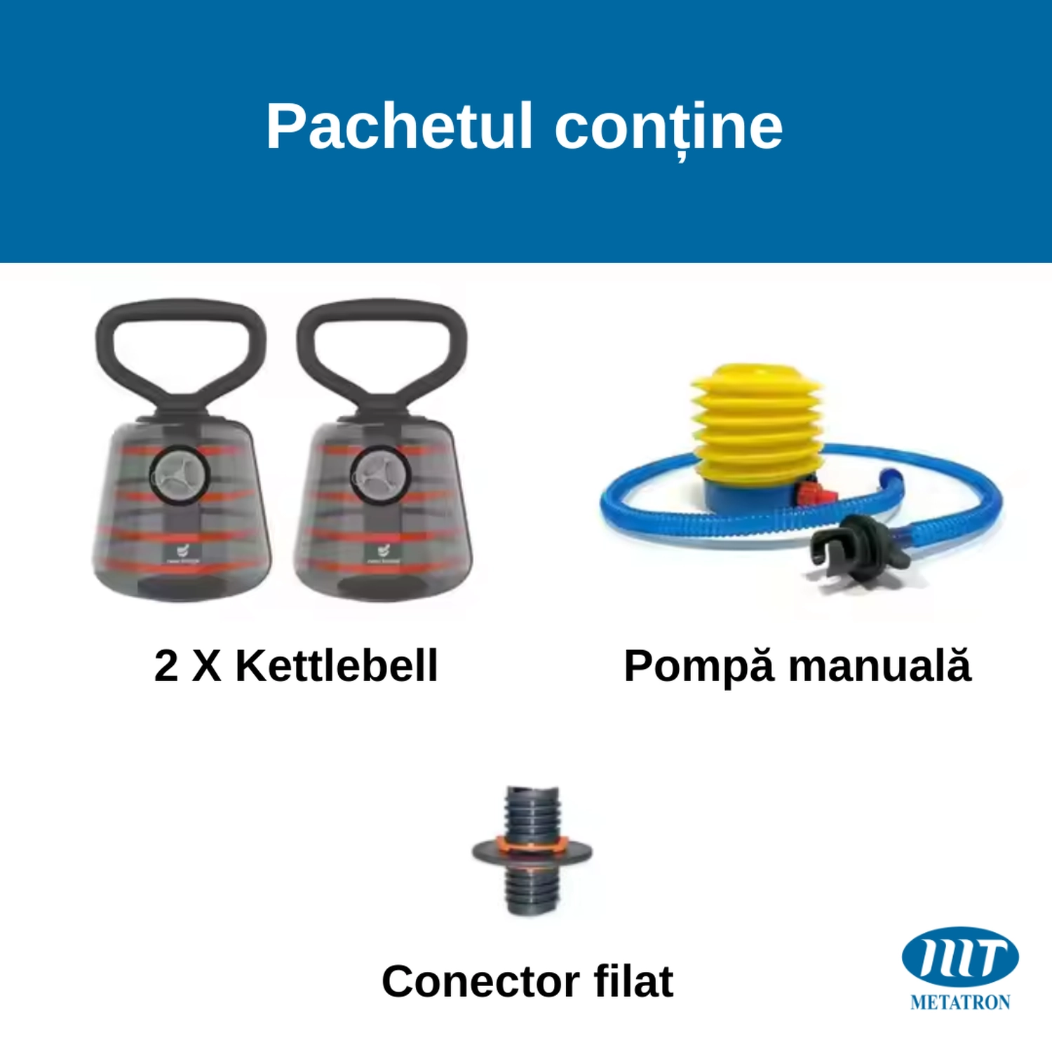 Set 2 Gantere gonflabile tip Kettlebell, cu apă, 1-7 kg, transformabile în halteră, pentru antrenamente fitness acasă [1]
