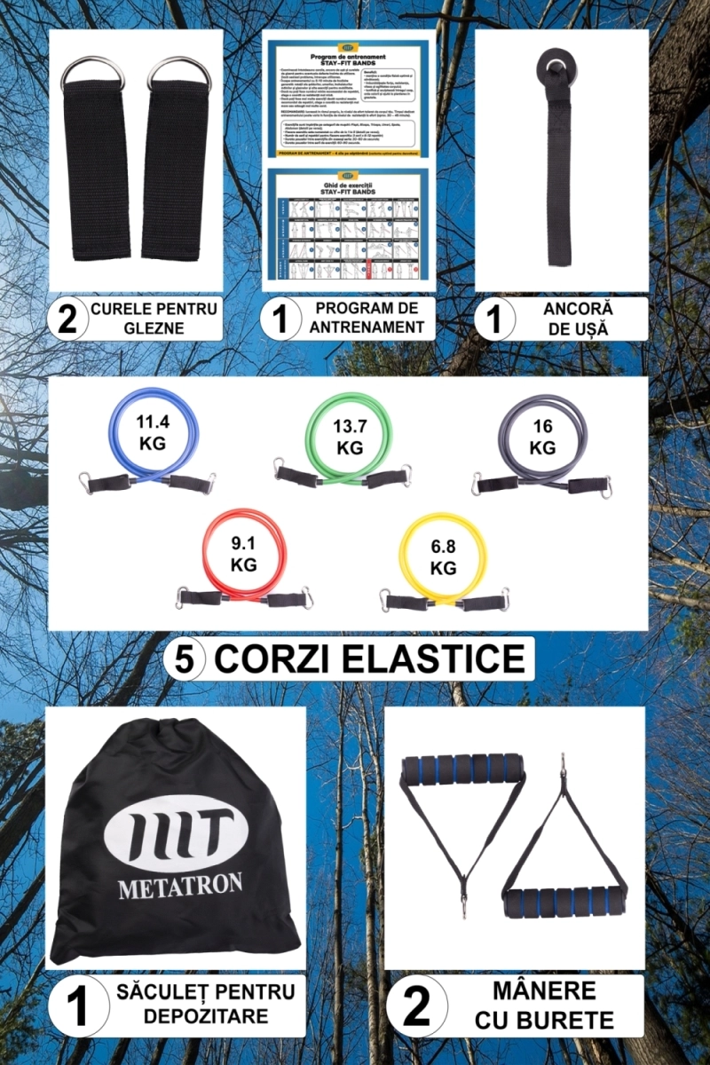 Set Extensor 11 piese - 5 corzi elastice din latex cu accesorii [4]