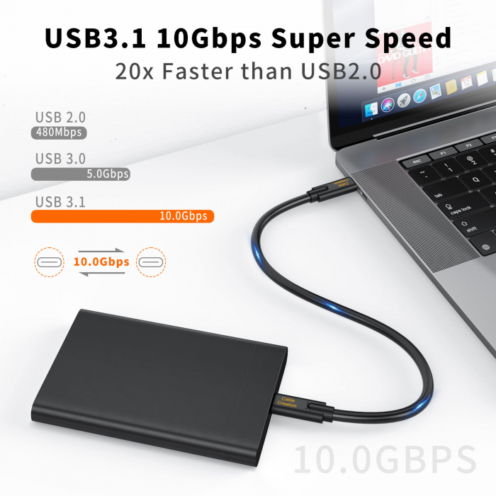 Cablu 100W 5A Fast Charge 10Gbps USB-C 3.2 Gen2, 4K 30HZ Video cu E-Mark Chipset, 1.5 metri [3]