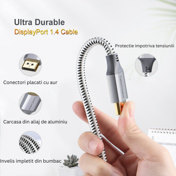 Cablu DisplayPort 1.4 HDR 8K@60Hz 5K@60Hz 4K@144Hz 2K@165Hz HD1920x1080@240Hz [2]