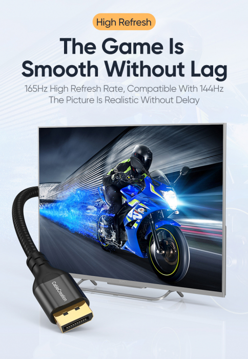Cablu DisplayPort 2.0 8K 120Hz 4K 144Hz 2K 165Hz tata-tata, HDR 80Gbps [8]