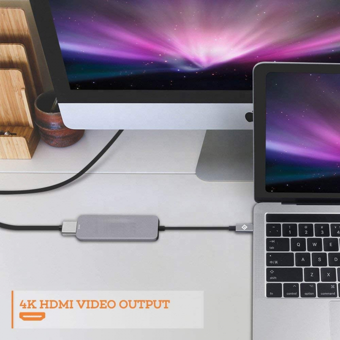 Hub USBC 5 in 1 RikBo® USB Type-C la 1 x USB-C - Power Delivery, 1 x 4K HDMI, 2 x USB 3.0, 1 x USB type-C Data Port [5]