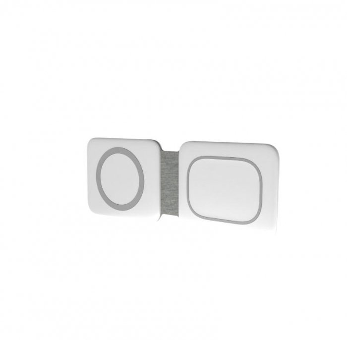 Incarcator Wireless Magsafe 2 in 1, Magsafe Duo, FastCharge 15W, Statie de incarcare Magsafe Duo, marca Rikbo, compatibil cu Iphone, Samsung, Huawei, Oppo, Xiaomi, Airpods Pro, Galaxy Buds, TWS, Alb [4]