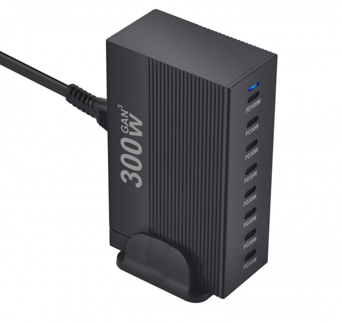 Statie de incarcare 300W GaN3 8 in 1, Fast Charging USB-C PD, 100W + 30W Incarcare rapida USB Type-C pentru Smartphone, Laptop, Samsung Galaxy, Apple Universal RiKbo® [1]