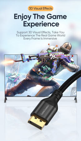 Cablu DisplayPort 2.0 8K 120Hz 4K 144Hz 2K 165Hz tata-tata, HDR 80Gbps [4]