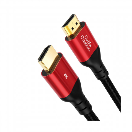 Cablu HDMI 2.1 tata-tata,  Certificat, CableCreation®, 8K@60HZ,  4K/2K@120Hz, HDCP 2.2, eARC, Rosu [1]