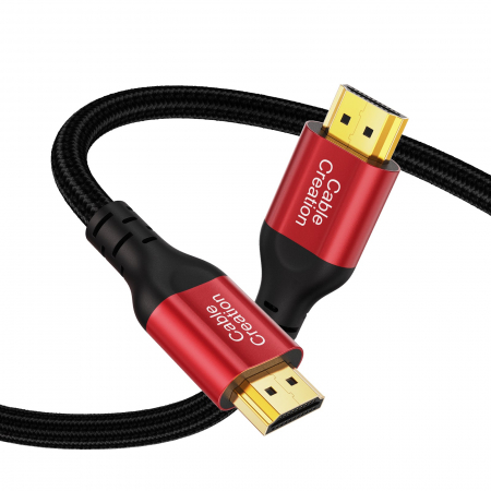 Accesorii Monitoare - TV - Cablu HDMI 2.1 tata-tata,  Certificat, CableCreation®, 8K@60HZ,  4K/2K@120Hz, HDCP 2.2, eARC, Rosu