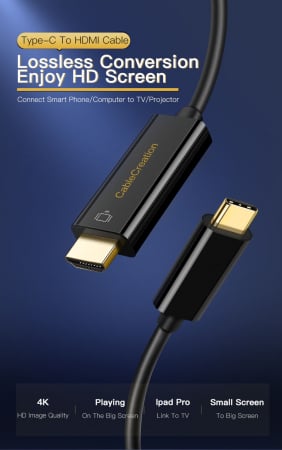 Cablu USB C HDMI, 4K 30HZ cu Chip AG9310, 1.8 metri [2]