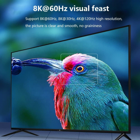 Cablu USBC HDMI 2.1,  8K 60Hz, 4K 144Hz, 120Hz, 1080P 240Hz UHD, HDR , 48Gbps, ,1.8 metri, RikBo® [1]