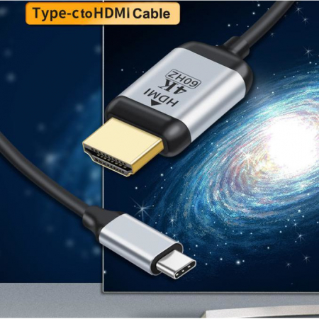 Cablu USBC HDMI, RikBo® 4K 60Hz, 1.8m USB 3.1 Type C Thunderbolt 3 la HDMI [2]