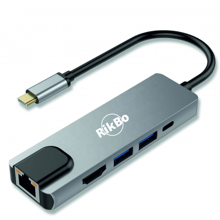 Docking Stations/ Hub-uri USB - Docking Station USBC 5 in 1 RikBo® Plug & Play