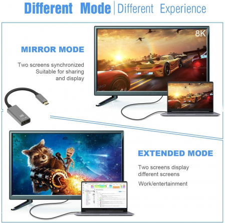 Hub USBC RikBo®, adaptor USBC la 8K 60Hz, 1.4 Display Port [2]