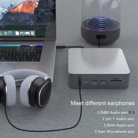 Docking Station USBC 18 porturi 100W, RikBo®, 1 x 1000Mbps Gigabit Ethernet, 2 x 4K HDMI, 1 x DisplayPort, 2 x USB2.0, 3 x USBC 3.0 5Gbps, 3 x USB3.0 5Gbps, 1 x Jack & Mic, 1 x TF card, 1 x SD card, 1 [3]