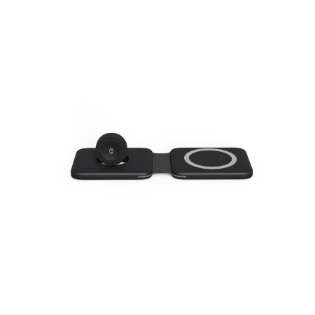 Incarcatoare telefoane - Incarcator Wireless Magsafe 3 in 1, FastCharge 15W, Statie de incarcare Magsafe Duo, marca Rikbo, compatibil cu Iphone, Airpods Pro, Apple Watch, Samsung, Huawei, Xiaomi, Oppo, Negru