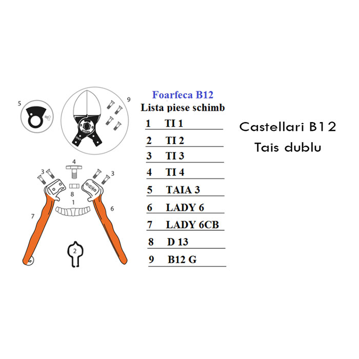 Foarfecă de mână profesională cu dublu tăiș B12 Castellari, 21 cm [2]