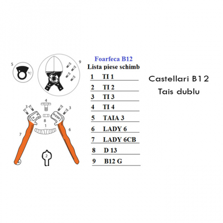 Foarfecă de mână profesională cu dublu tăiș B12 Castellari, 21 cm [1]