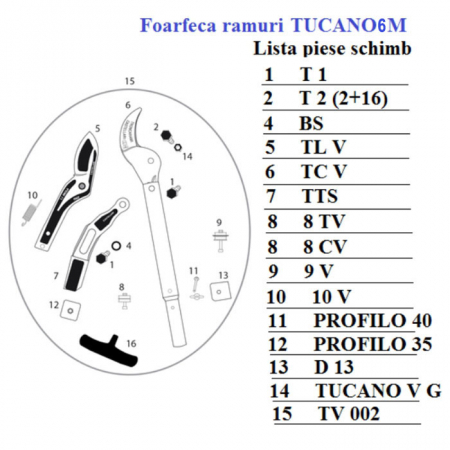 Foarfecă de ramuri profesională cu bară telescopică 6m Tucano V6M Castellari [2]