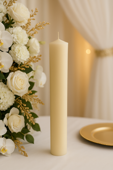 Lumanare Botez Scurta Crem (Ivory) - D6xH35 Cm [1]