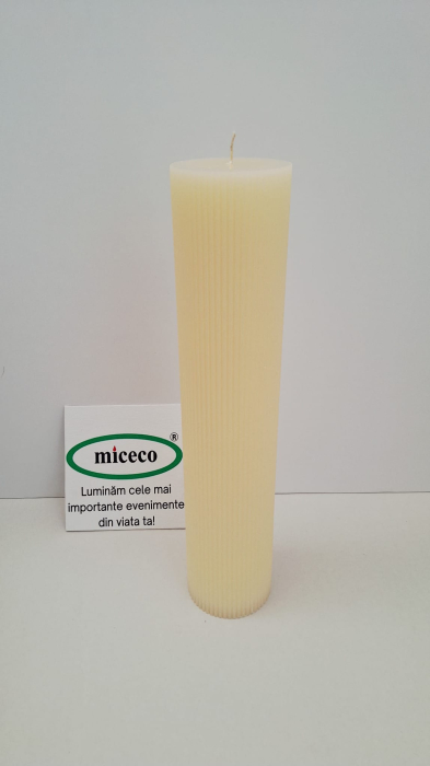 Lumanare canelata dreapta D7xH35 cm -Ivory [3]