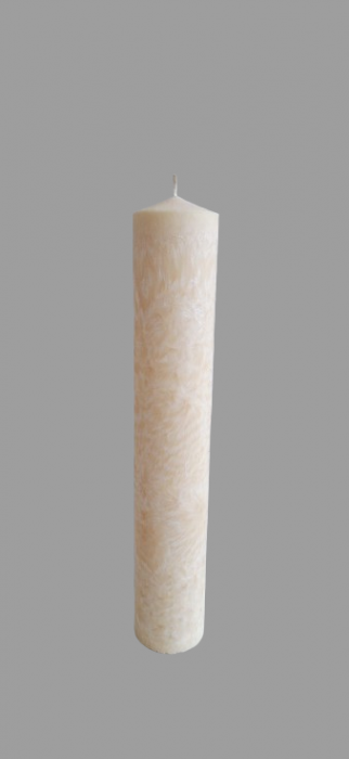 Lumanare naturala D6xH35 cm "Flori de gheata" culoare IVORY [2]