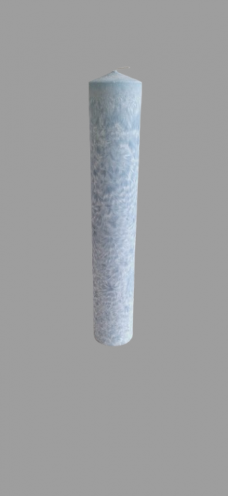 Lumanare naturala D6xH35 cm "Flori de gheata" culoare BLEU [2]