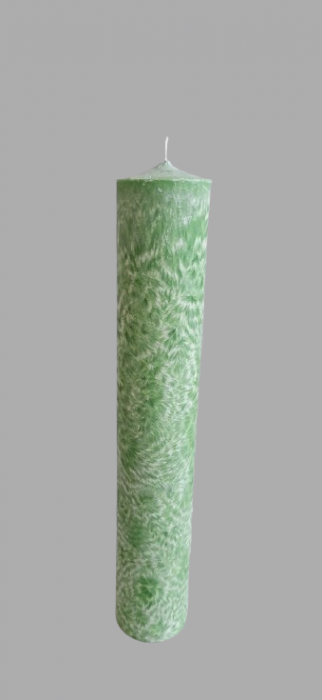 Lumanare naturala D6xH35 cm "Flori de gheata" culoare VERDE [2]