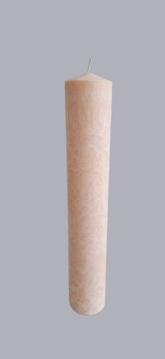 Lumanare naturala D6xH35 cm "Flori de gheata" culoare PIERSICA [2]