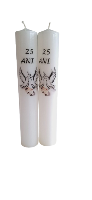 Lumânări Nunta de Argint – Model Porumbei și Verighete – 25 Ani [2]