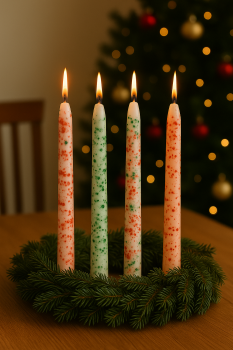 Set 4 Lumanari sfesnic Sclipiri de Craciun D2.2xH25 cm [1]