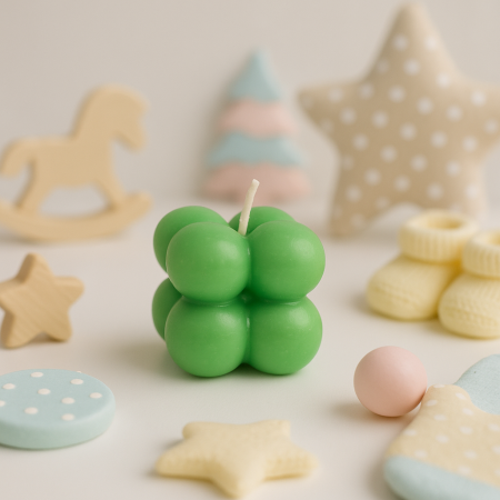 Lumanari stalp - Lumanare bubble 4x4 cm Verde