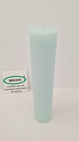 Lumanare canelata dreapta D7xH35 cm - Verde deschis [1]